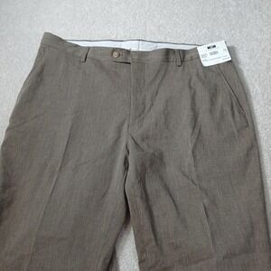 Joseph Abboud FF Pants Nova Fides Size 40 Brown Linen Viscose Poly Flat NWT